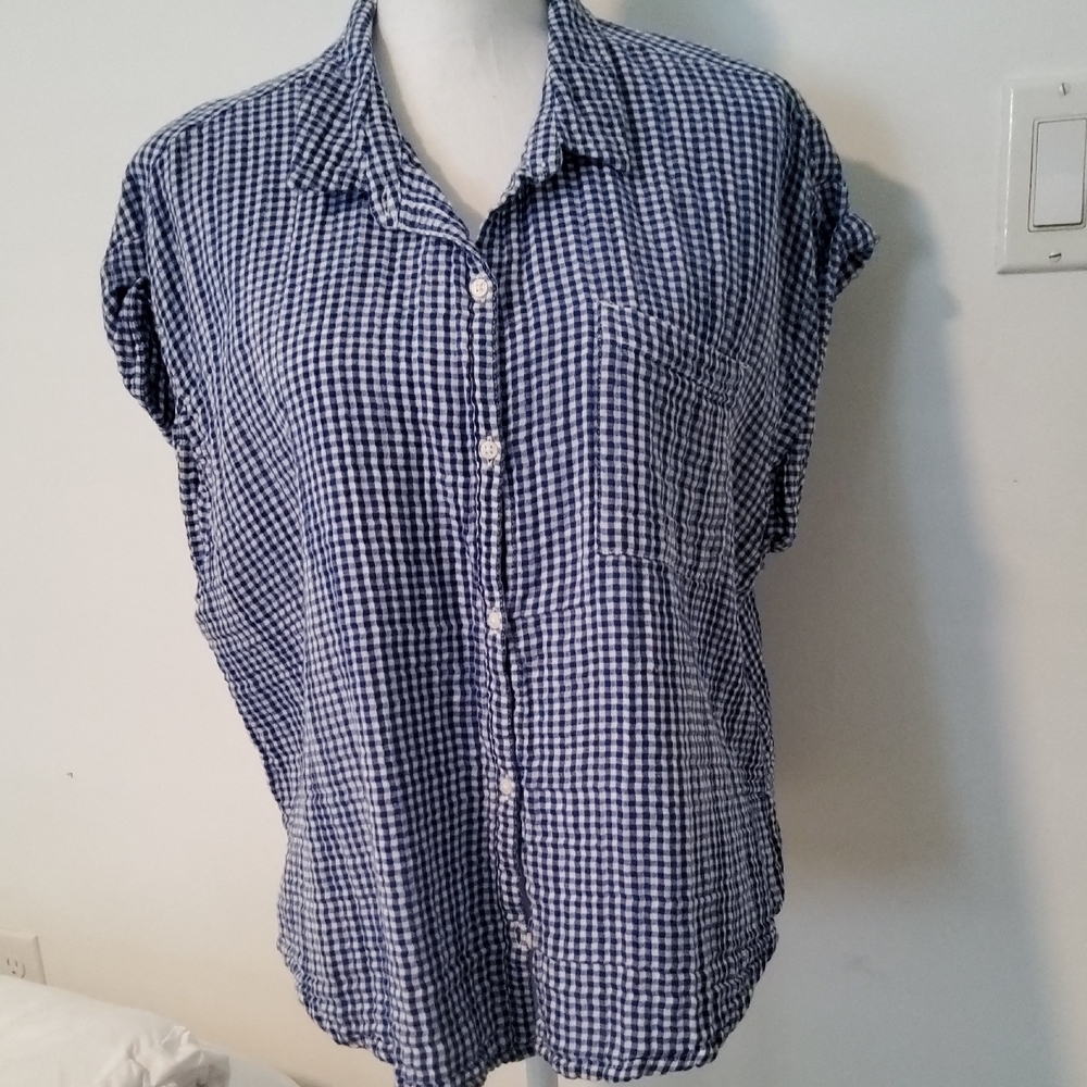 Old Navy Blue Gingham Shirt - Picture 3 of 7